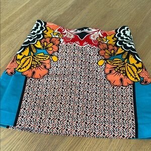 Express Floral Patchwork Mini Skirt in Blue, Yellow, Red, Black